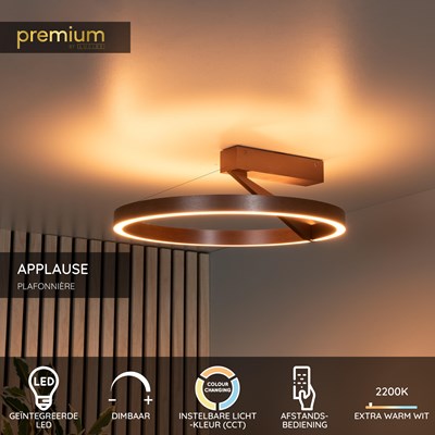 Lucide APPLAUSE - Plafonnière - Ø 40 cm - LED Dimb. - CCT - 1x26W 2200K/4000K - Koffie | Premium
